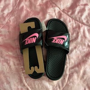 black & pink slides | nike